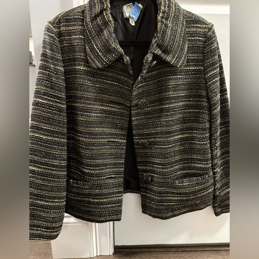 Chico’s Brown Foiled Tweed Jacket Size 1